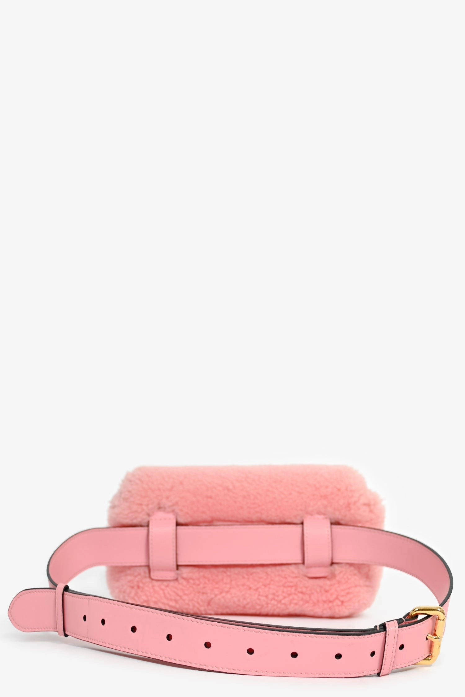Fendi Pink Shearling/Leather "F" Belt Bag