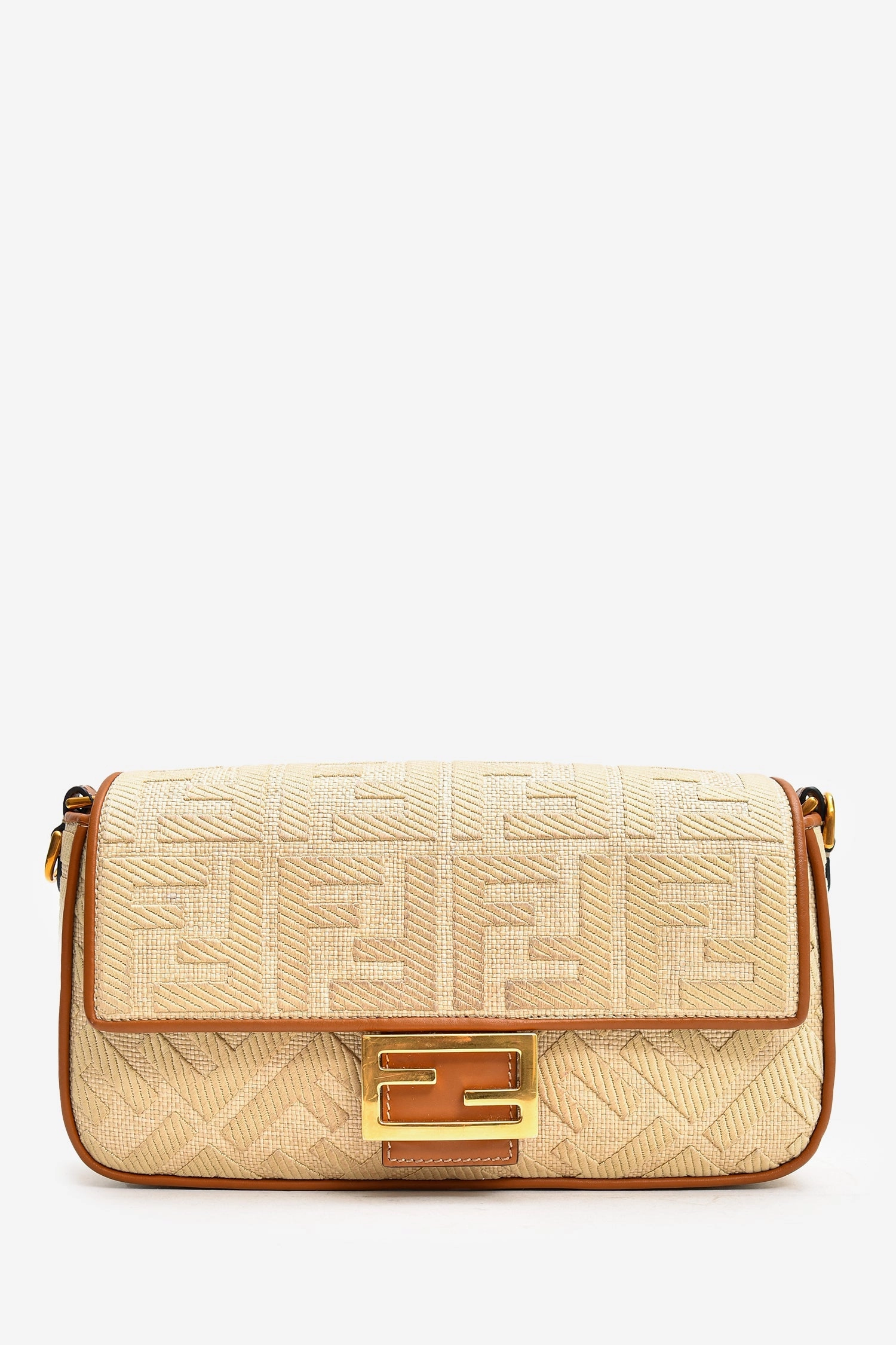 Fendi Tan Canvas/Leather FF Embossed Shoulder Bag with Strap