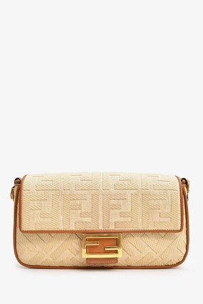 Fendi Tan Canvas/Leather FF Embossed Shoulder Bag with Strap
