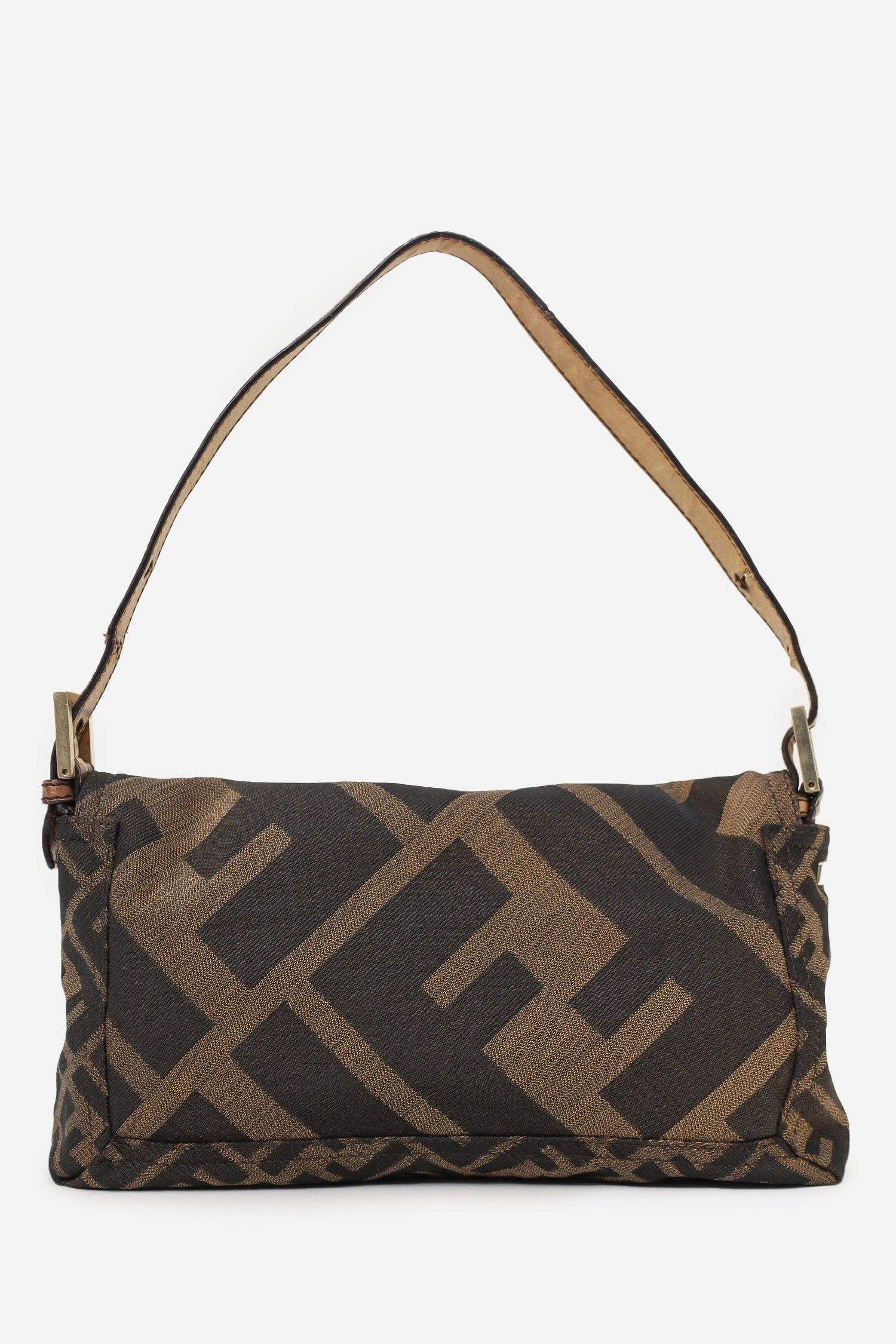 Fendi Tobacco Zucca Canvas Fringe Baguette Shoulder Bag