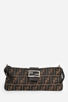 Fendi Vintage Dark Brown Monogram Slim Belt Bag (As Is)