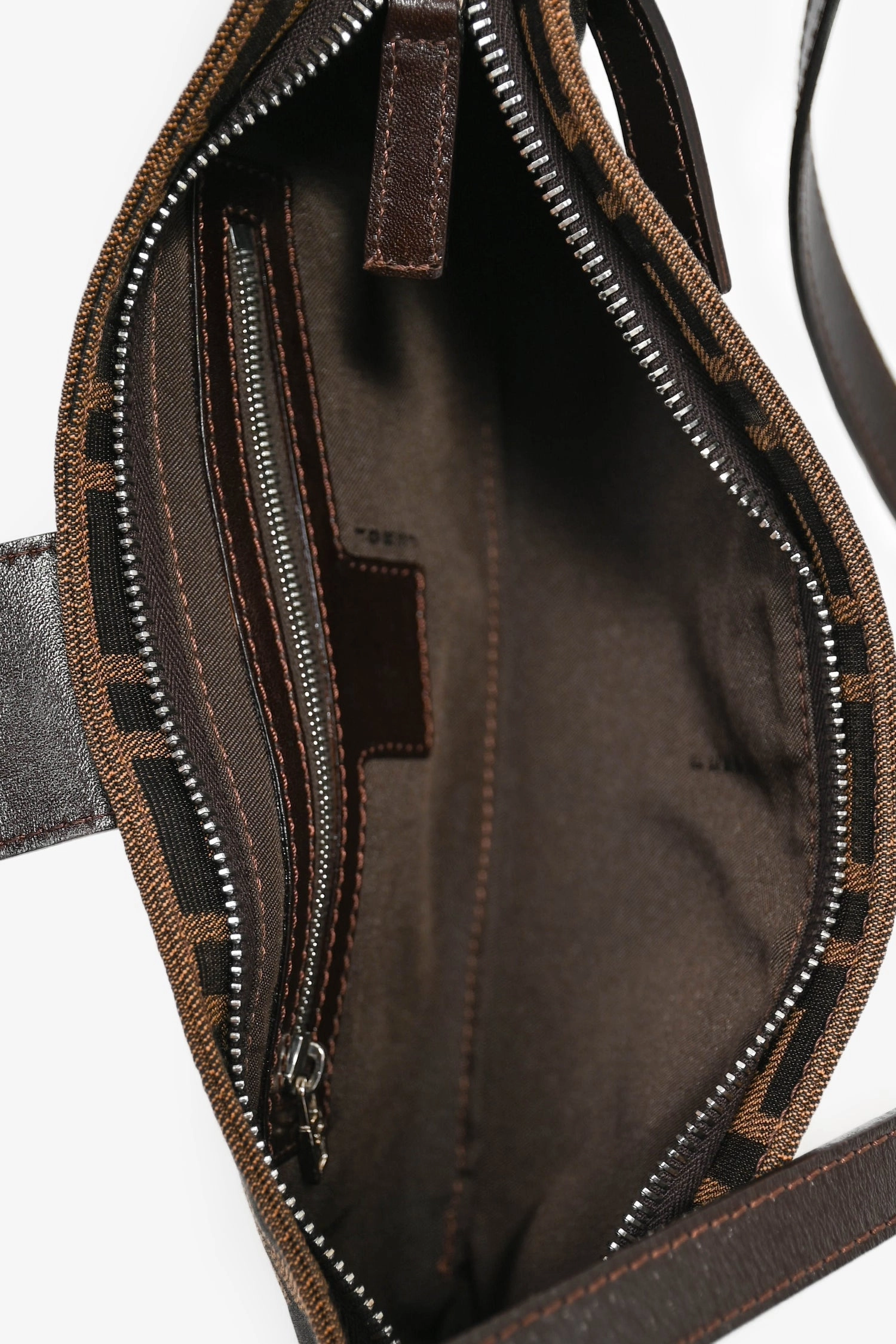 Fendi Vintage Dark Brown Monogram Slim Belt Bag (As Is)