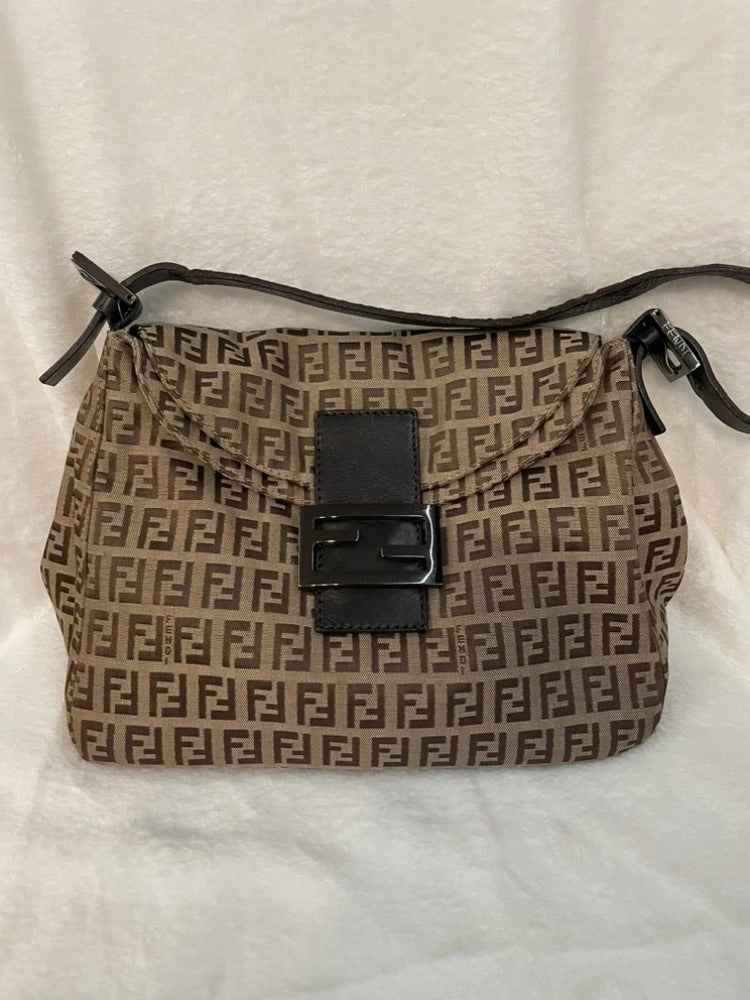 Fendi Vintage Zucca Canvas Brown Shoulder Bag