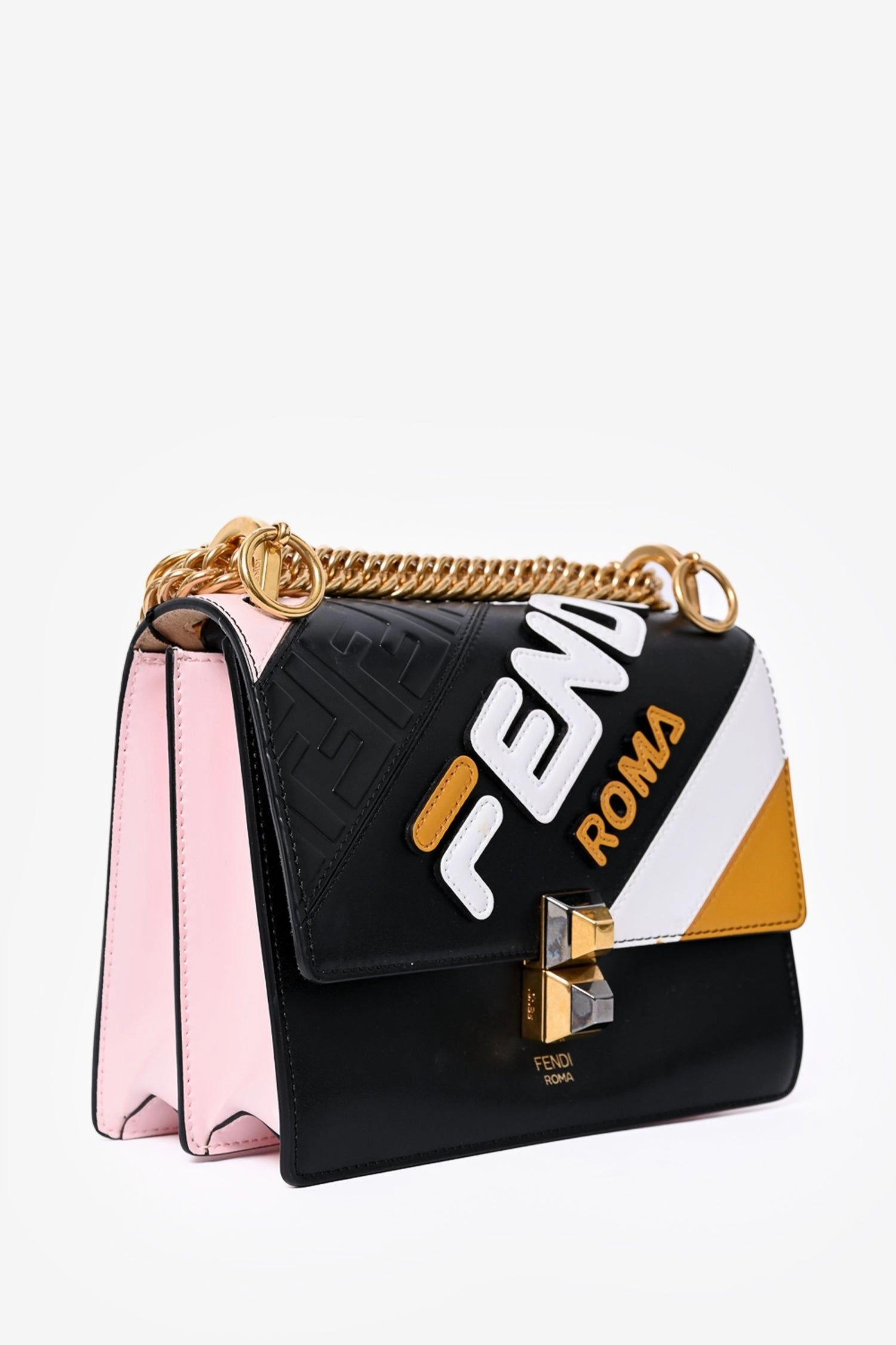Fendi x Fila Black/White Leather Mania Shoulder Bag