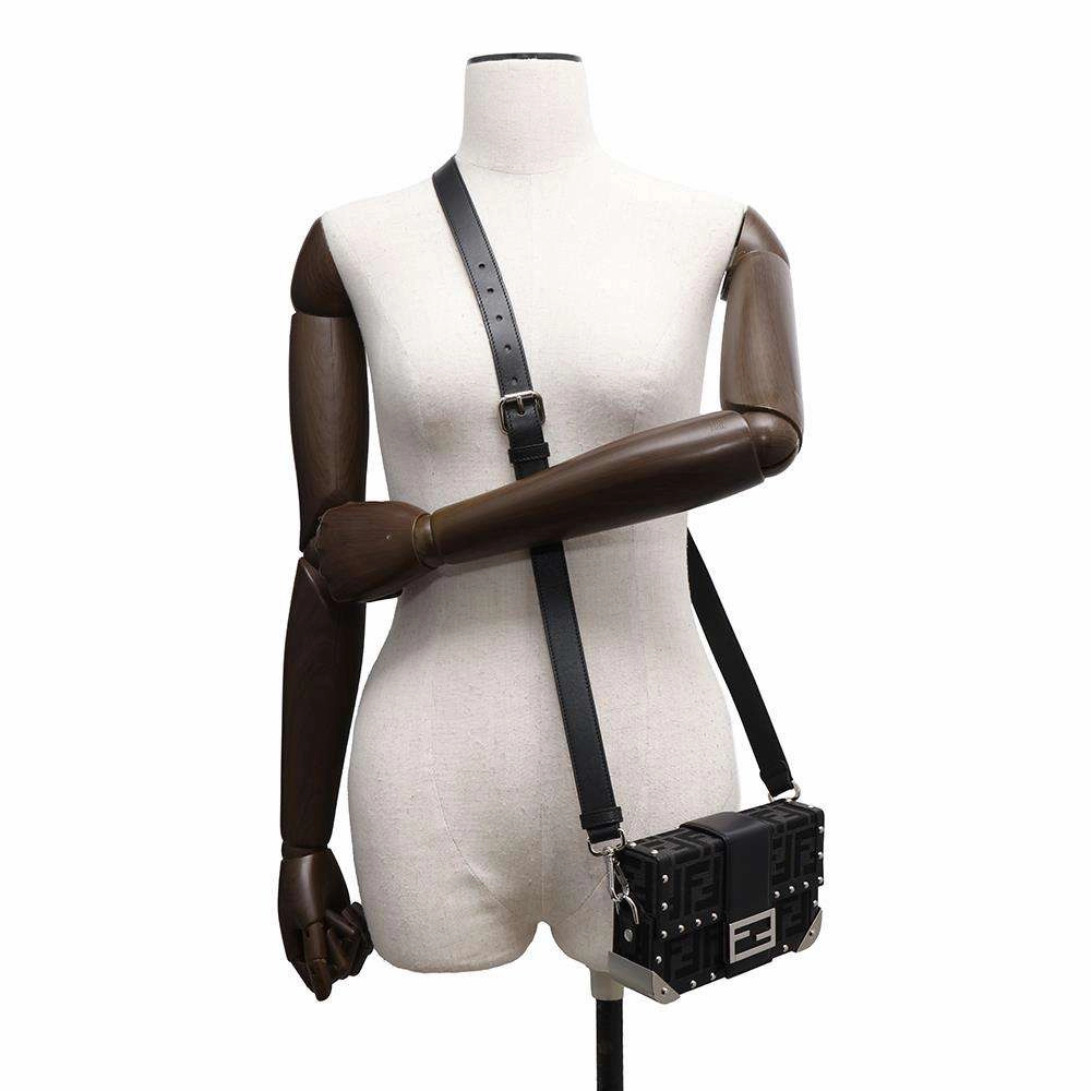 FENDI Zucca Bucket Trunk Shoulder Bag Black7VA507 Canvas Leather
