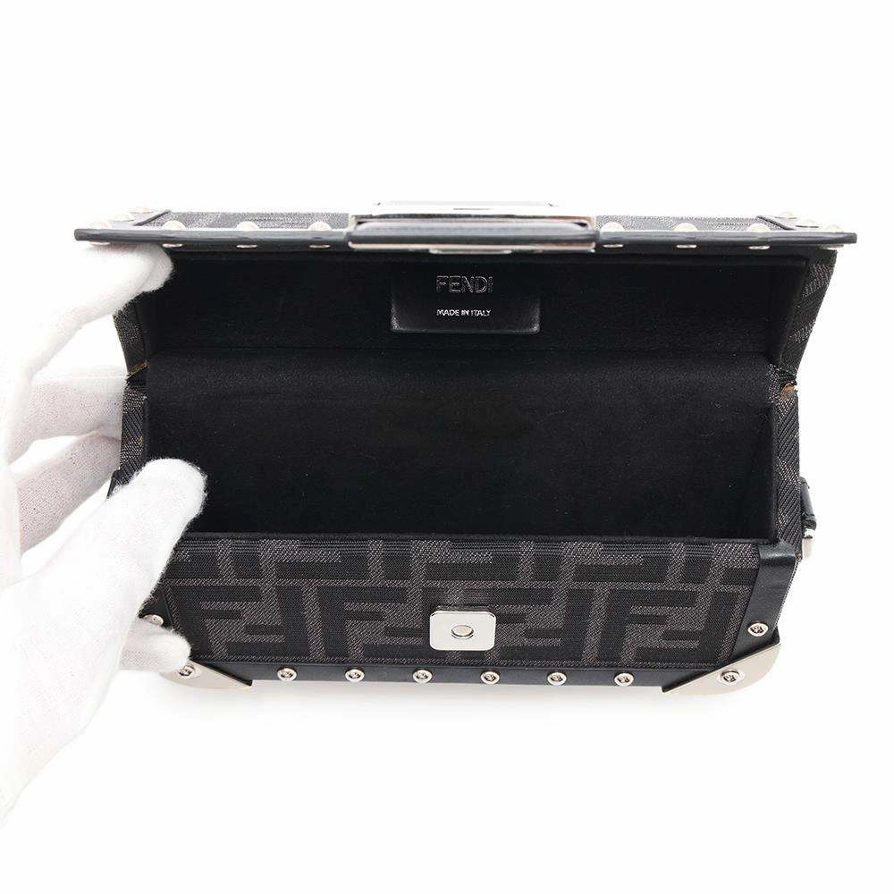 FENDI Zucca Bucket Trunk Shoulder Bag Black7VA507 Canvas Leather