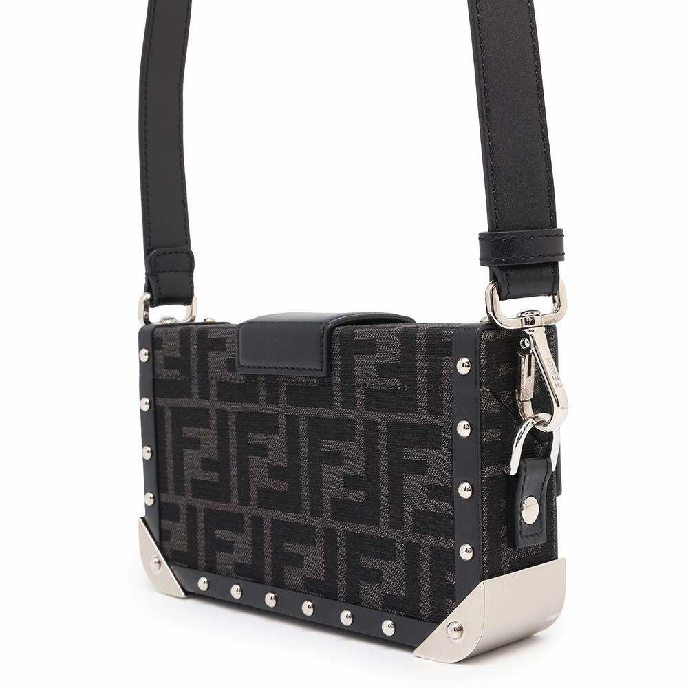 FENDI Zucca Bucket Trunk Shoulder Bag Black7VA507 Canvas Leather