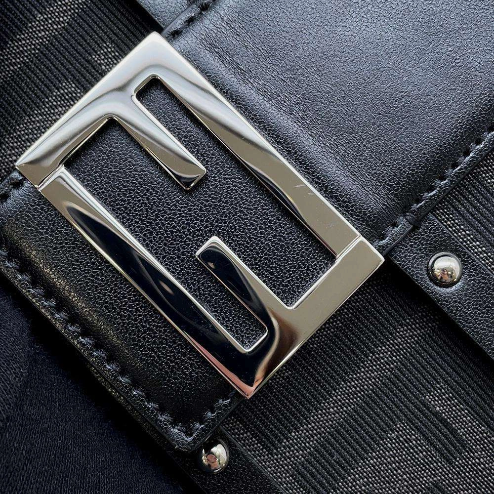 FENDI Zucca Bucket Trunk Shoulder Bag Black7VA507 Canvas Leather