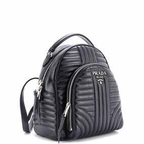 Front Pocket Backpack Diagramme Quilted Leather Small