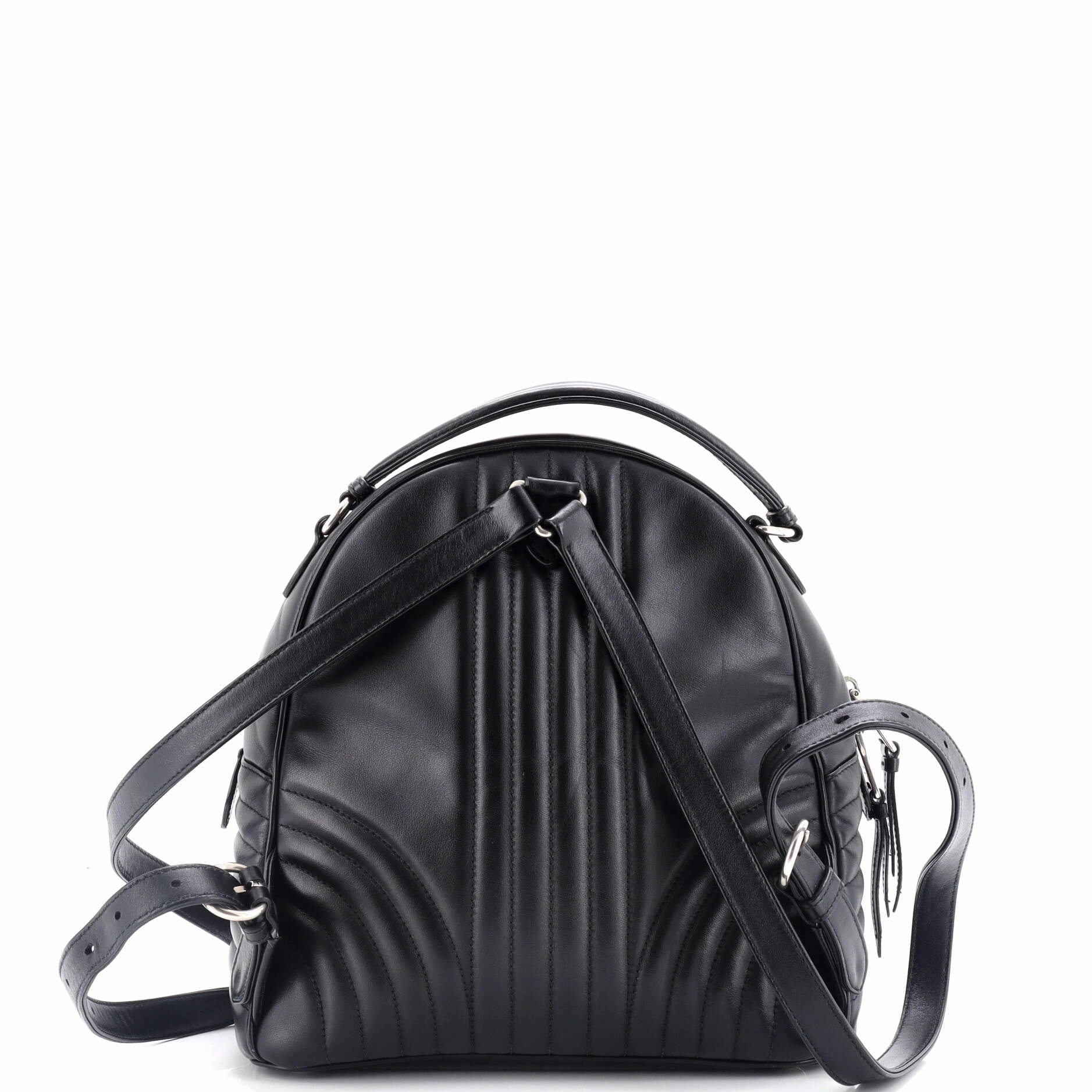 Front Pocket Backpack Diagramme Quilted Leather Small