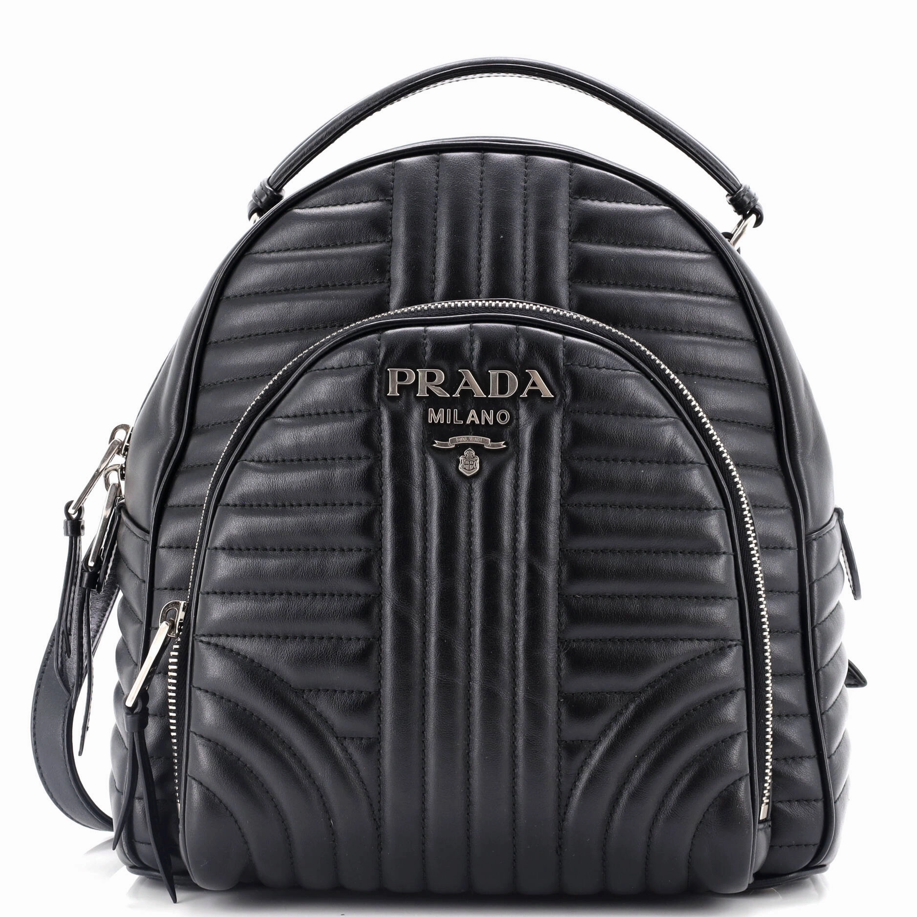 Front Pocket Backpack Diagramme Quilted Leather Small