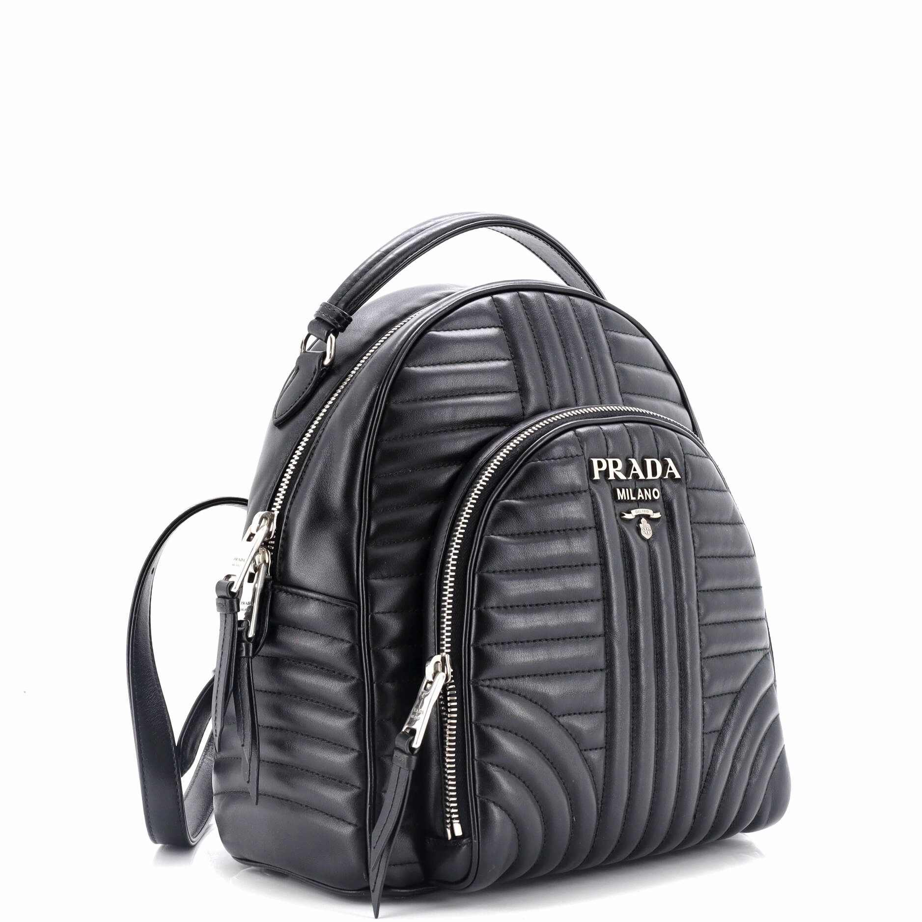 Front Pocket Backpack Diagramme Quilted Leather Small