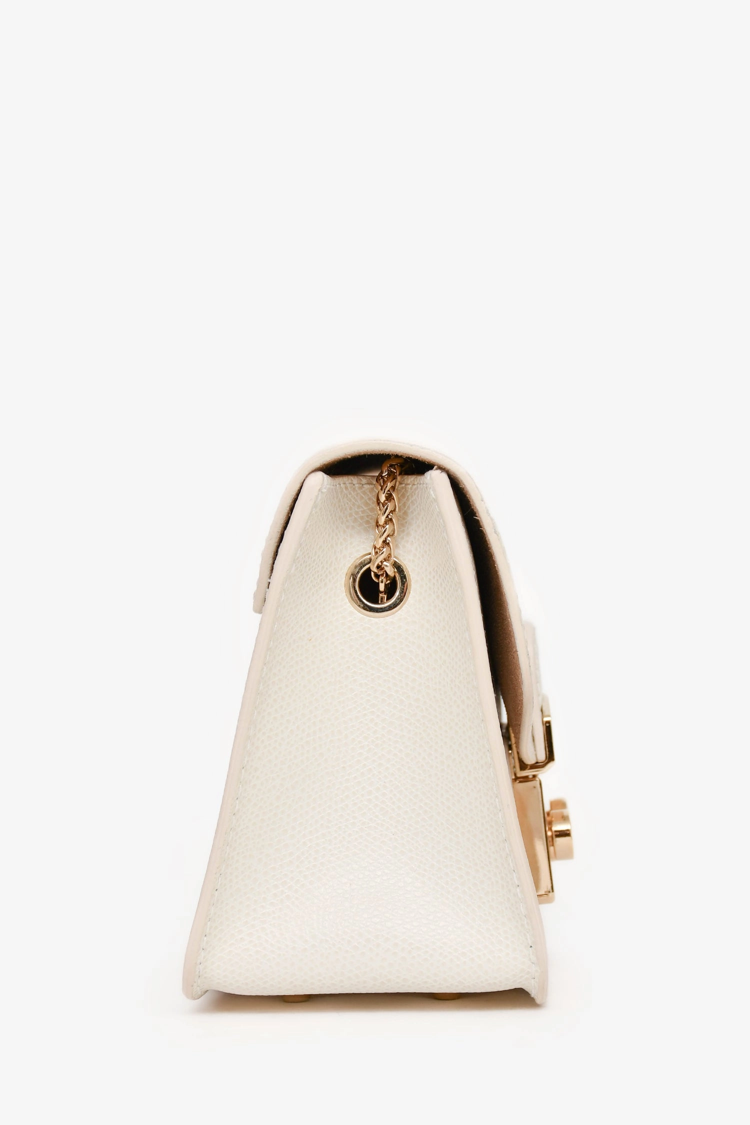 Furla White Leather Square Chain Crossbody