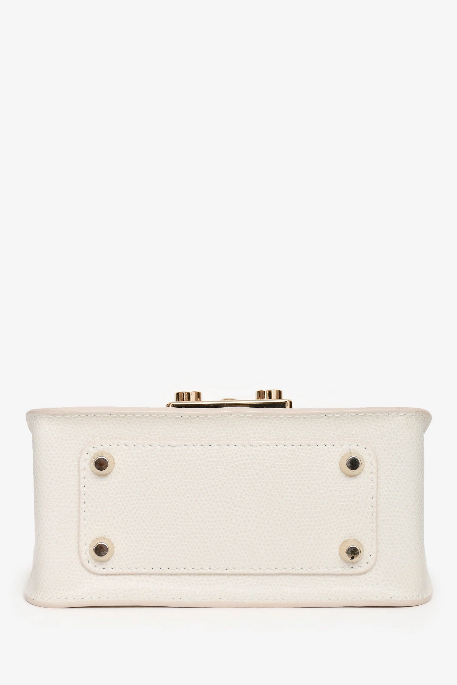 Furla White Leather Square Chain Crossbody