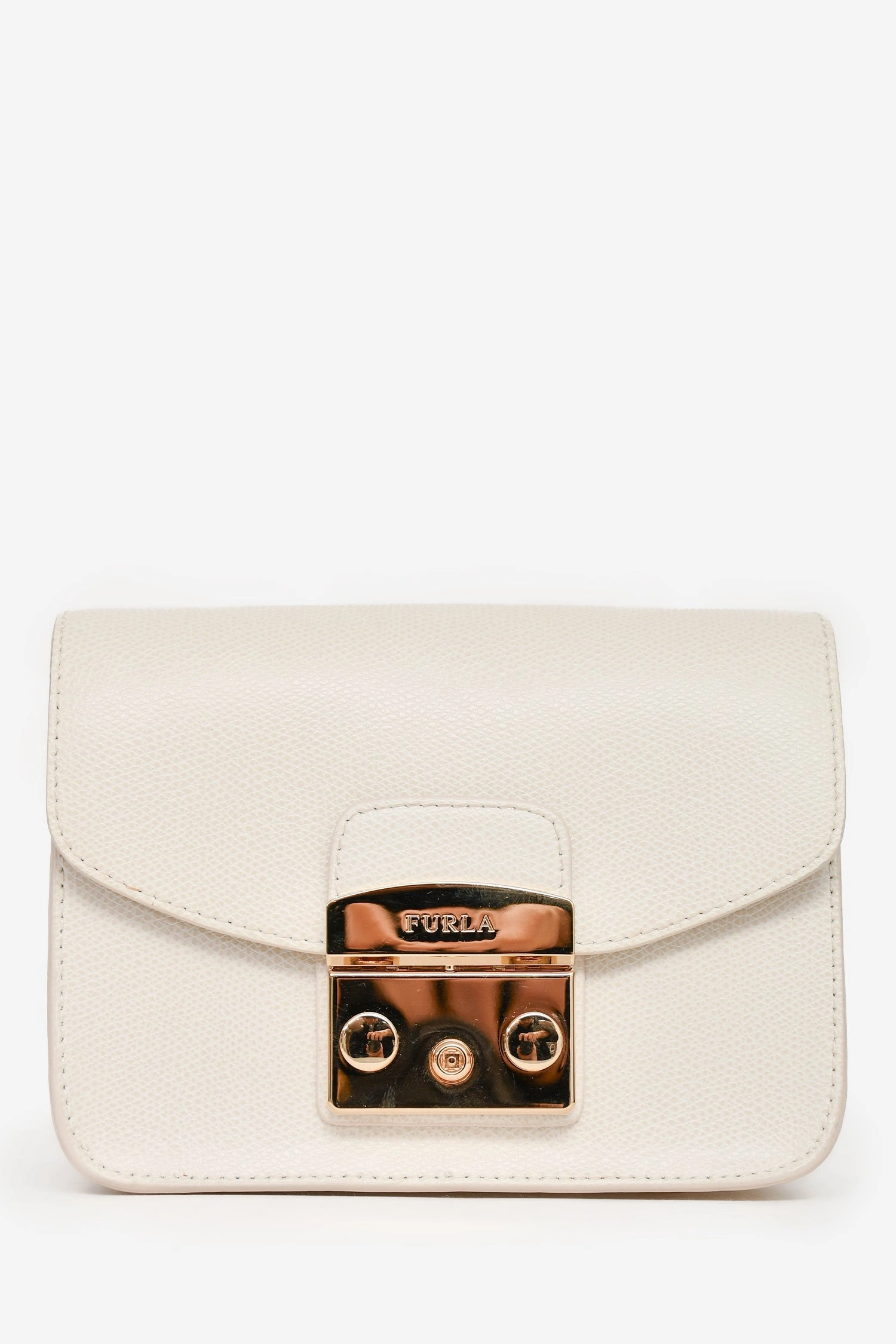 Furla White Leather Square Chain Crossbody