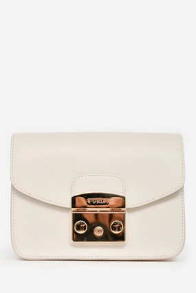 Furla White Leather Square Chain Crossbody