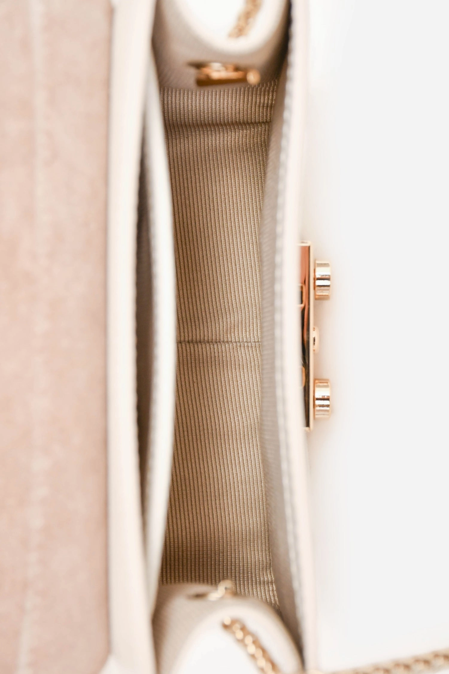 Furla White Leather Square Chain Crossbody