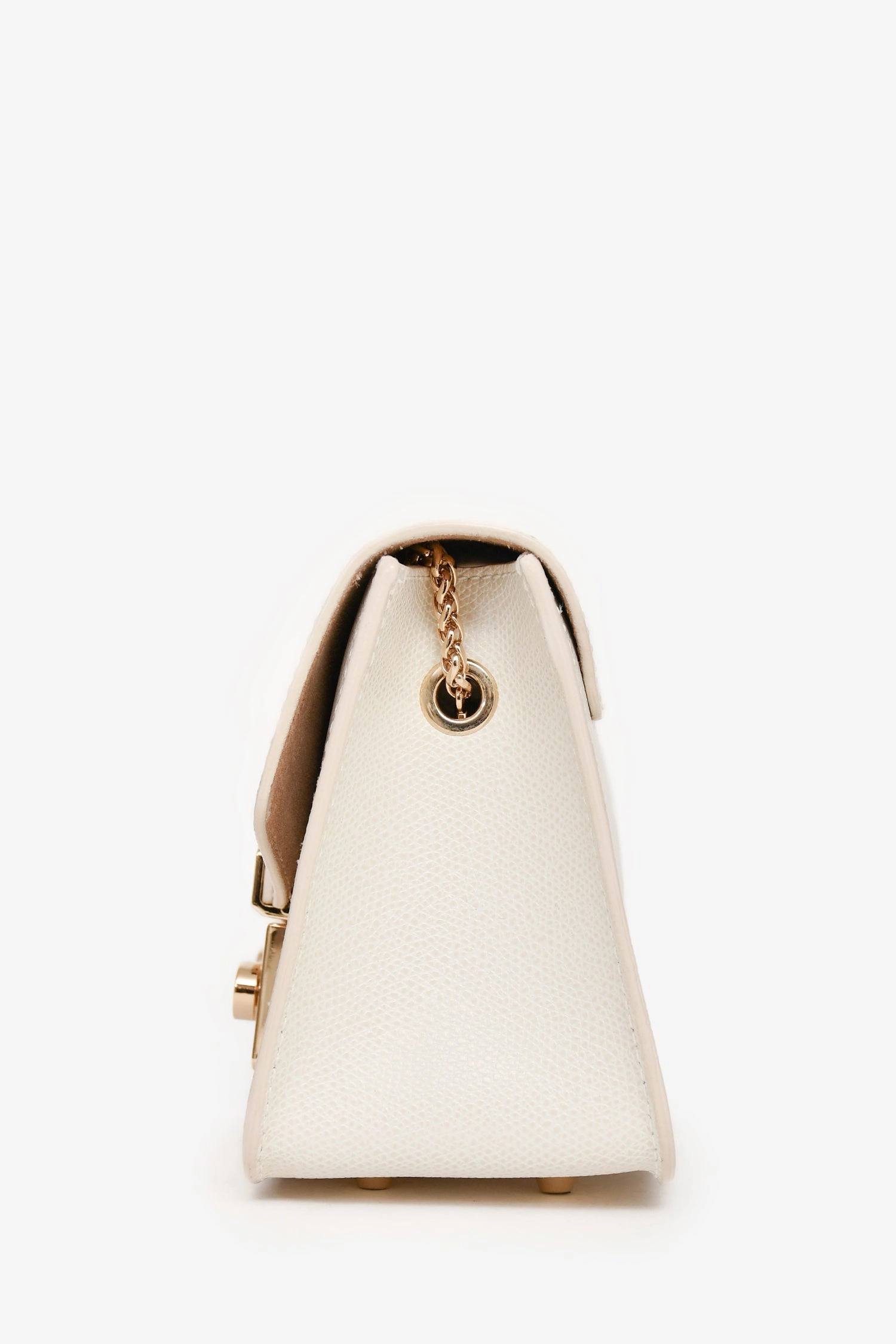 Furla White Leather Square Chain Crossbody