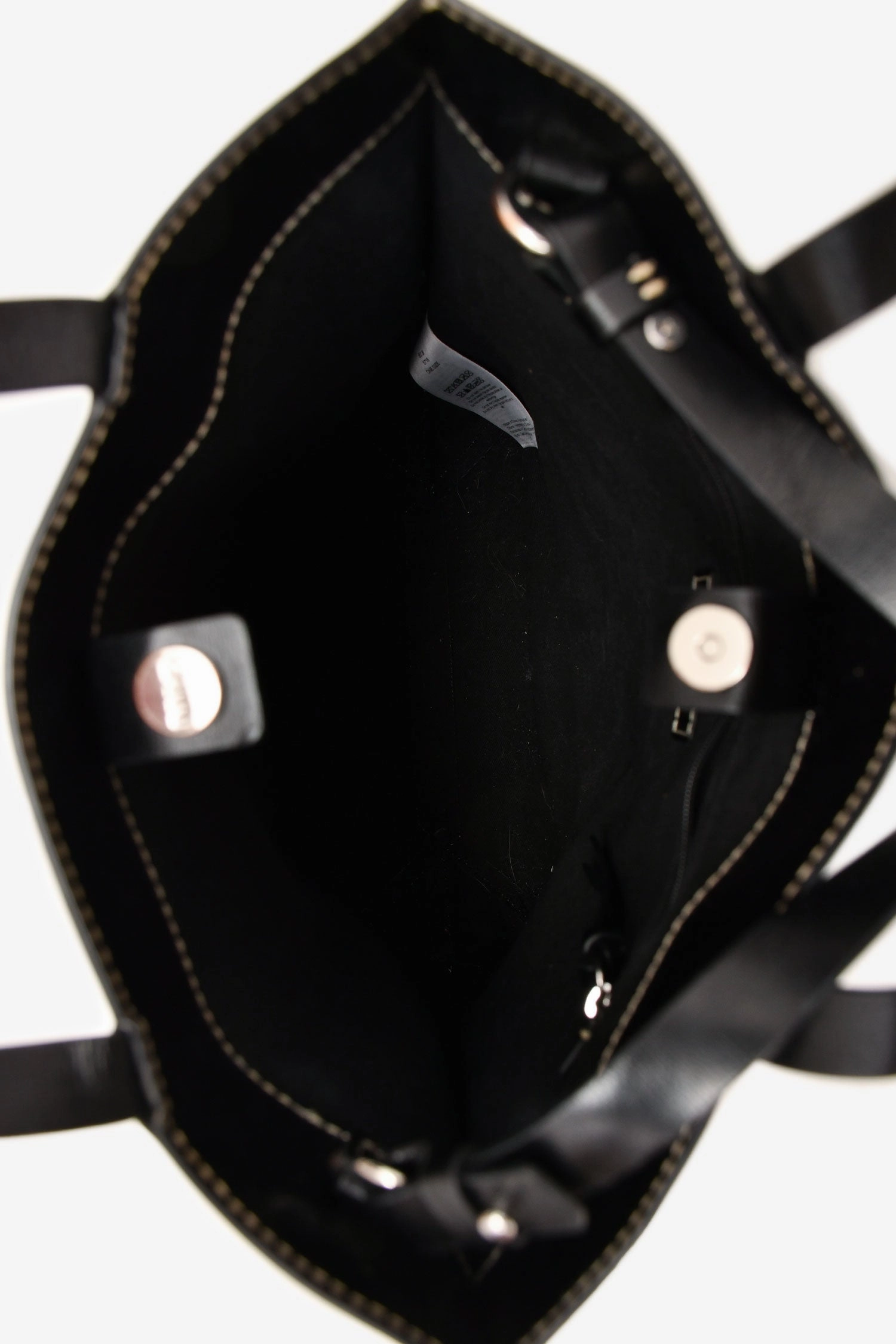 Ganni Black Leather Banner Tote With Canvas Strap