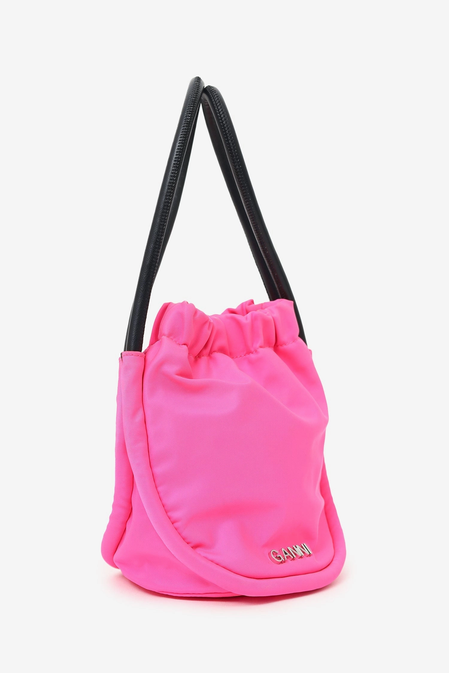 Ganni Pink/Black Nylon Bucket Bag