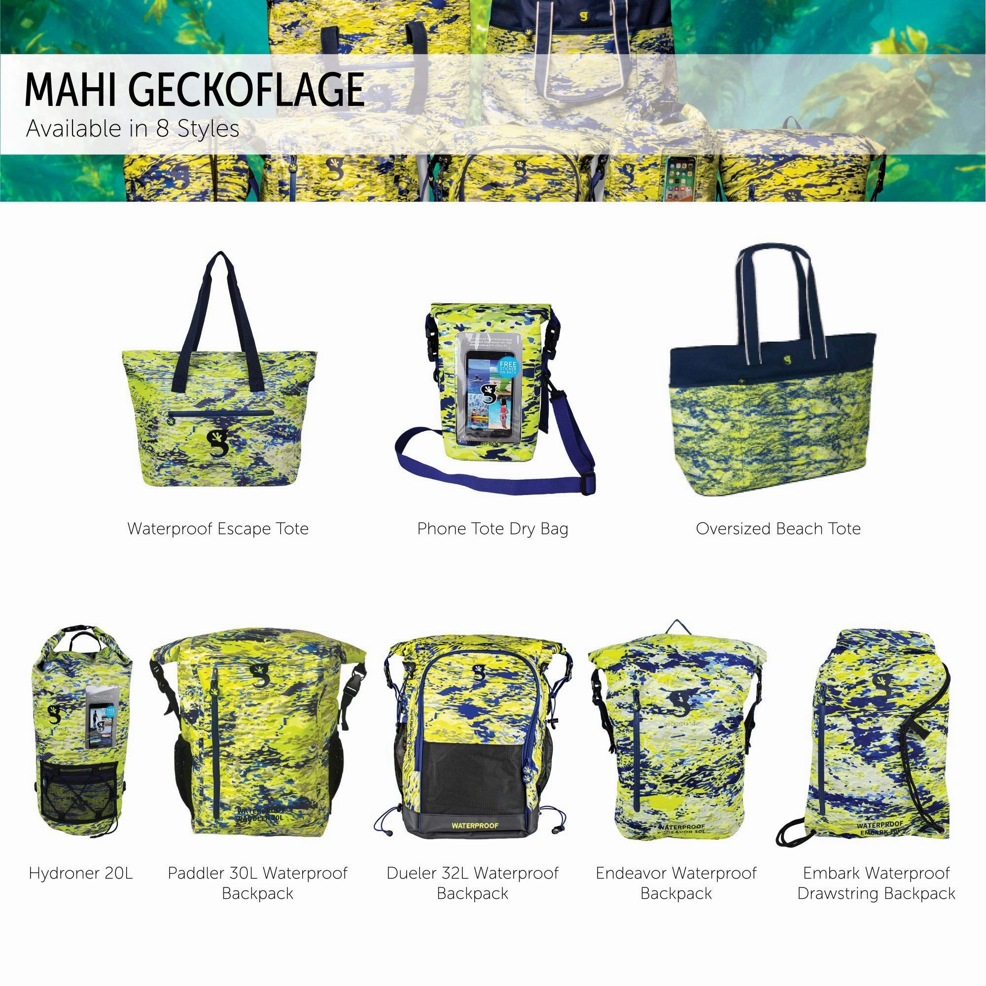 Geckobrands Embark Waterproof Drawstring Backpack
