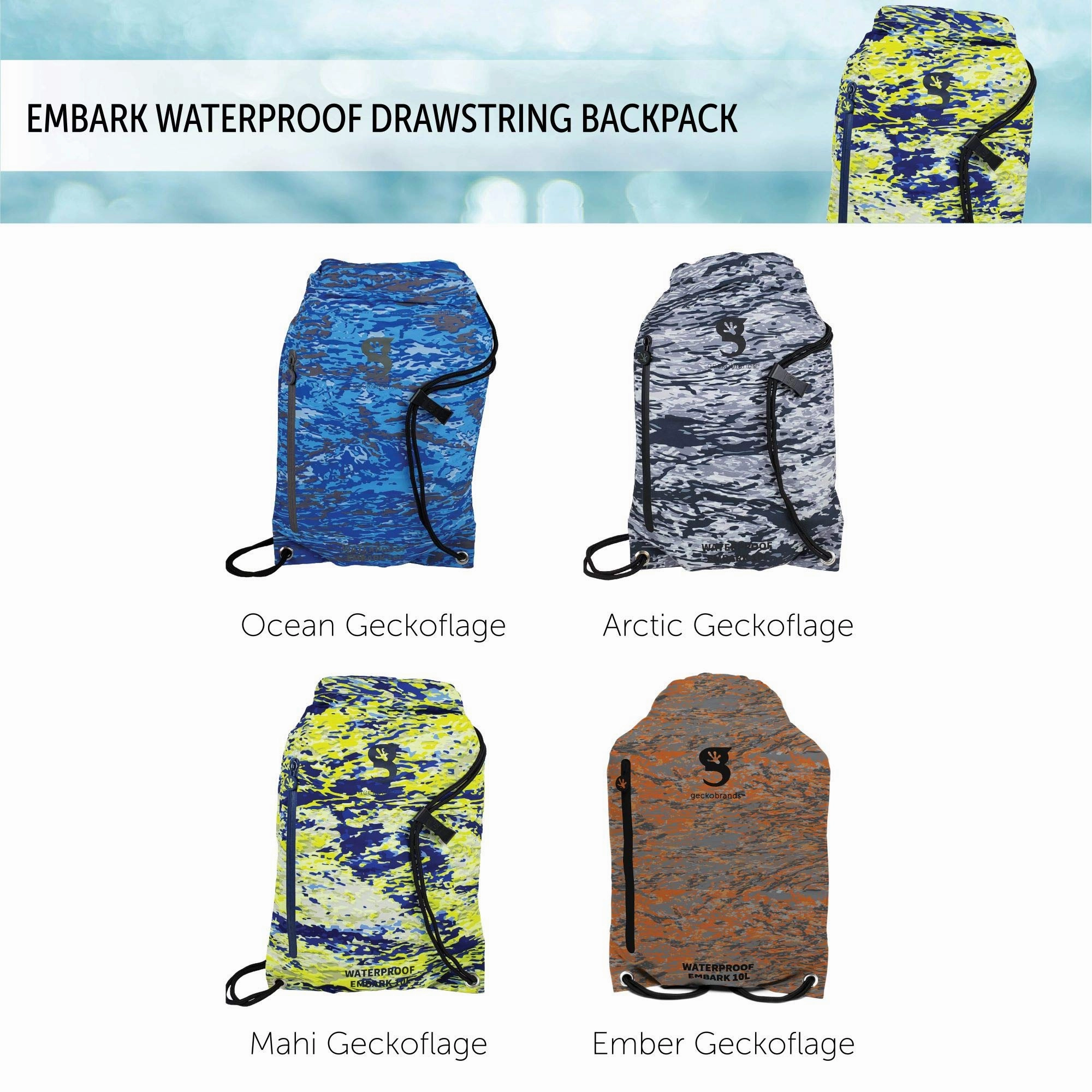 Geckobrands Embark Waterproof Drawstring Backpack