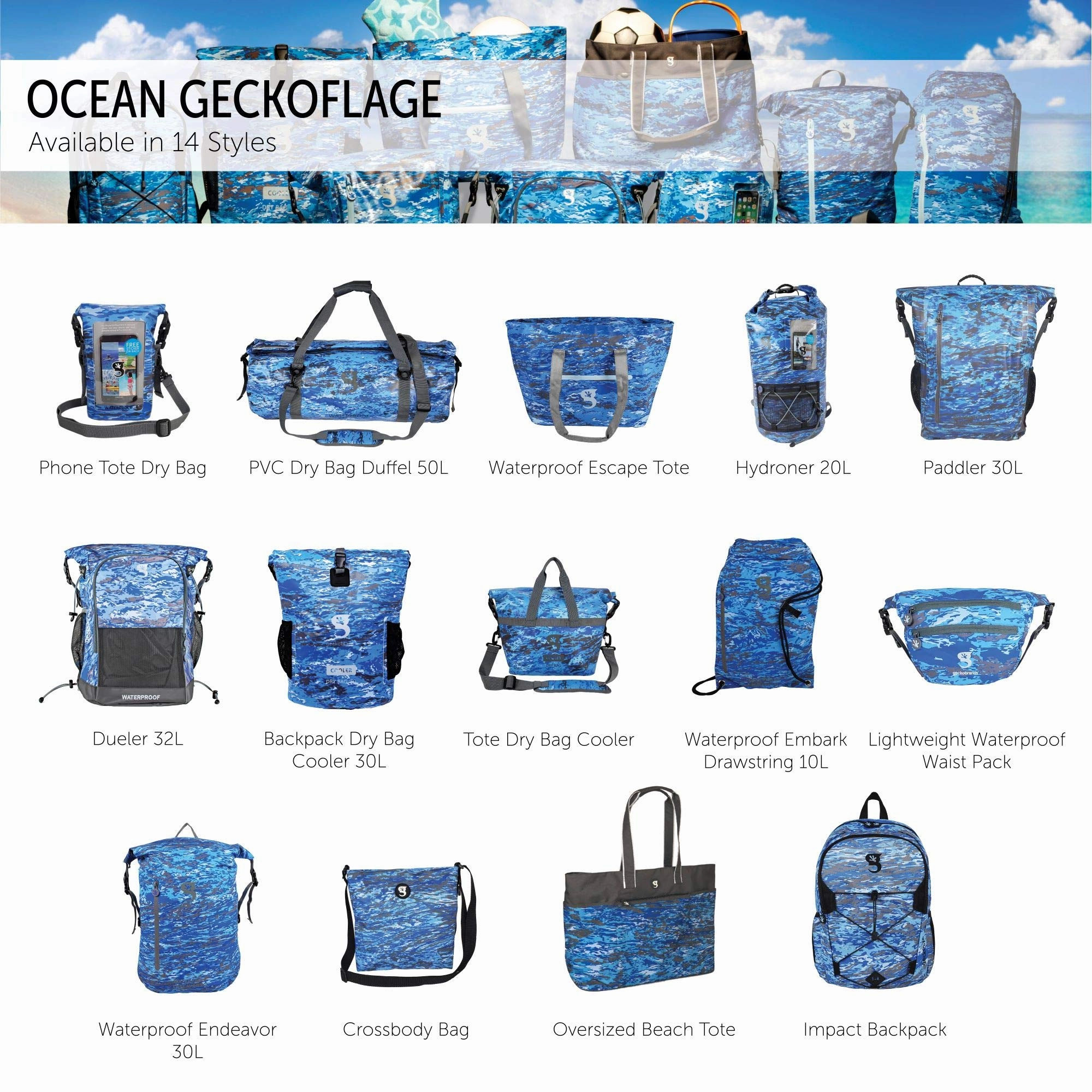 Geckobrands Embark Waterproof Drawstring Backpack