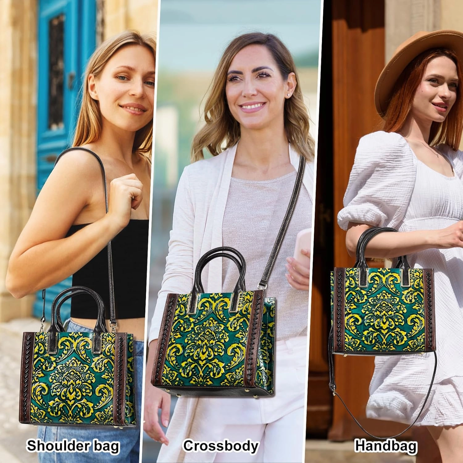 Genuine Leather Top Handle Satchel Handbag Crossbody Bag for Women