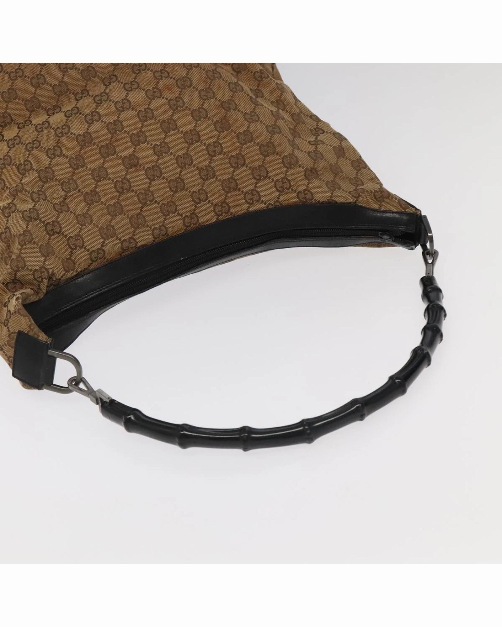 GG Canvas Bamboo Shoulder Bag 2Set Auth am7030