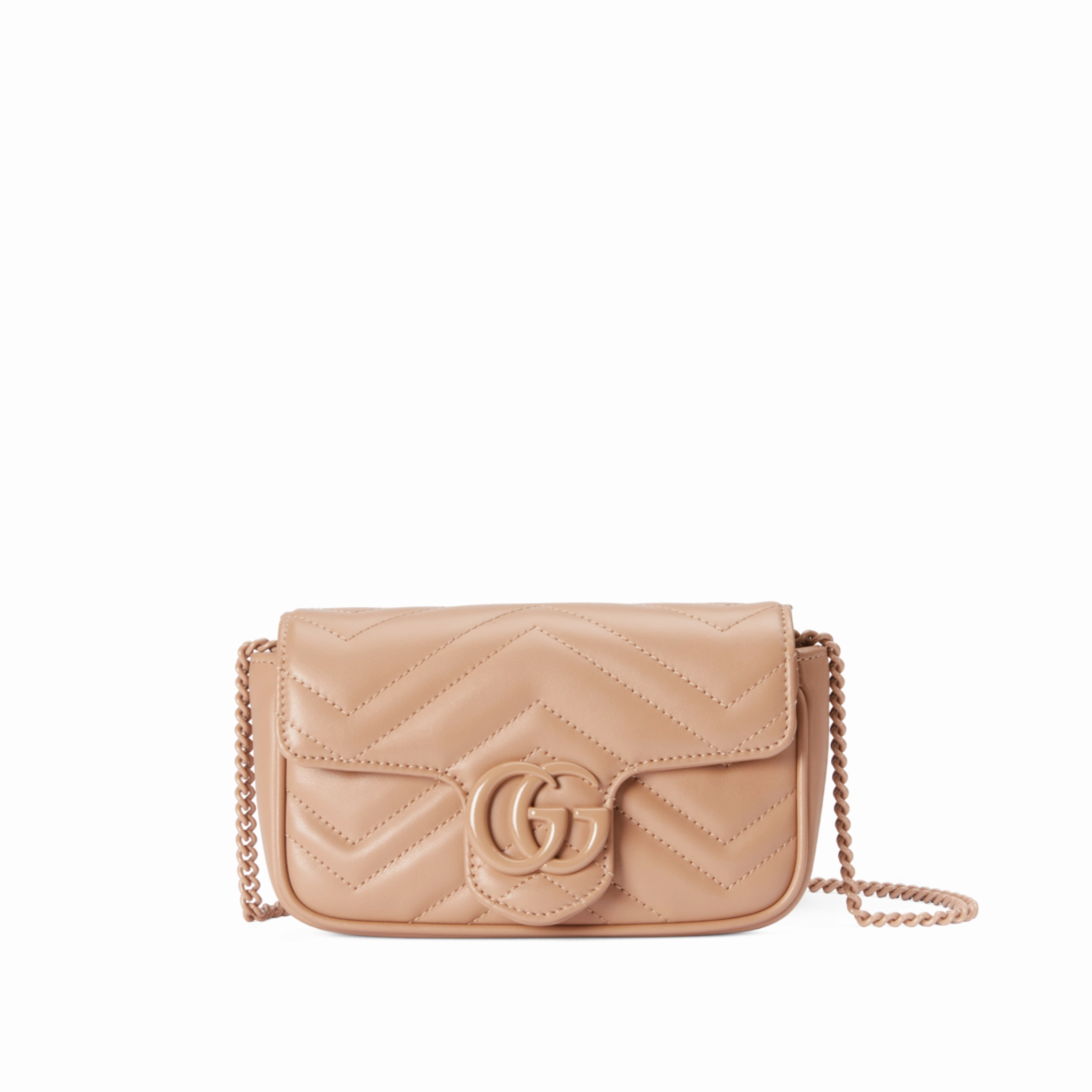 GG Marmont Matelass Super Mini Rose Beige Leather Crossbody Bag for Women