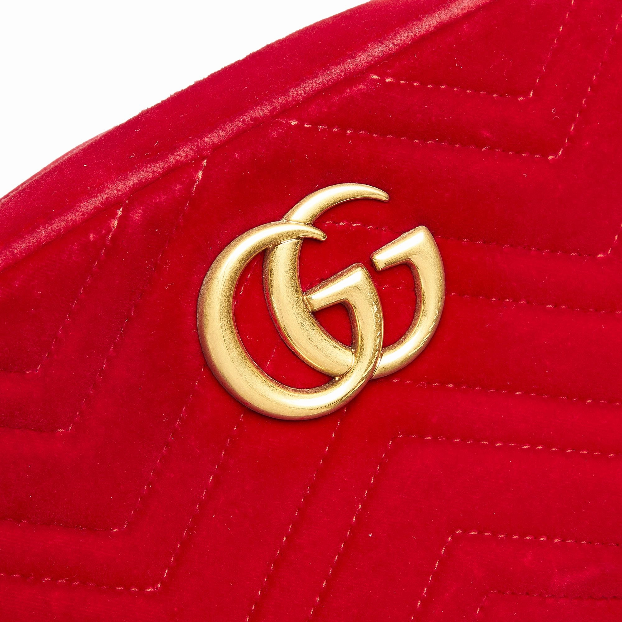 GG Marmont Velvet Crossbody Bag Red