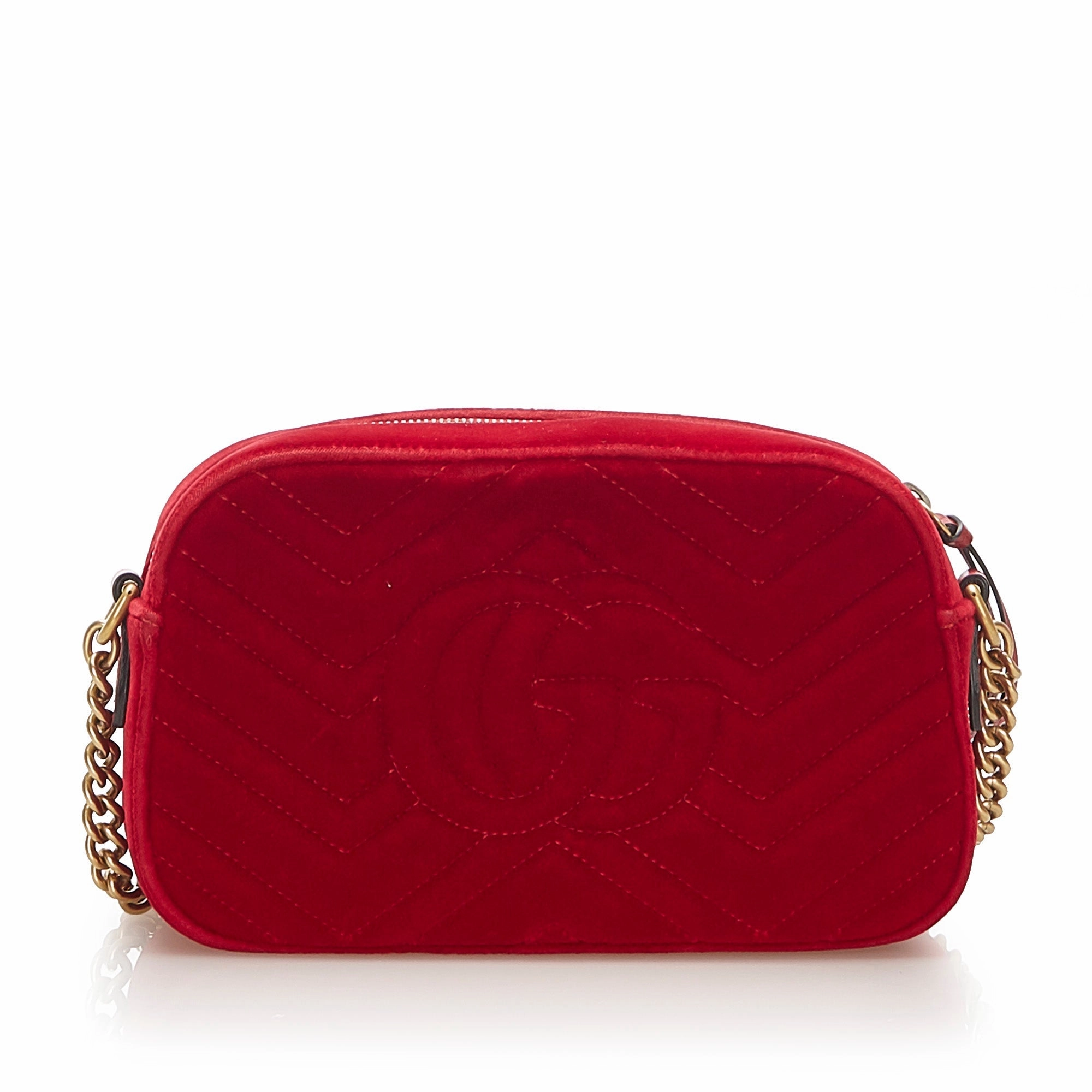 GG Marmont Velvet Crossbody Bag Red
