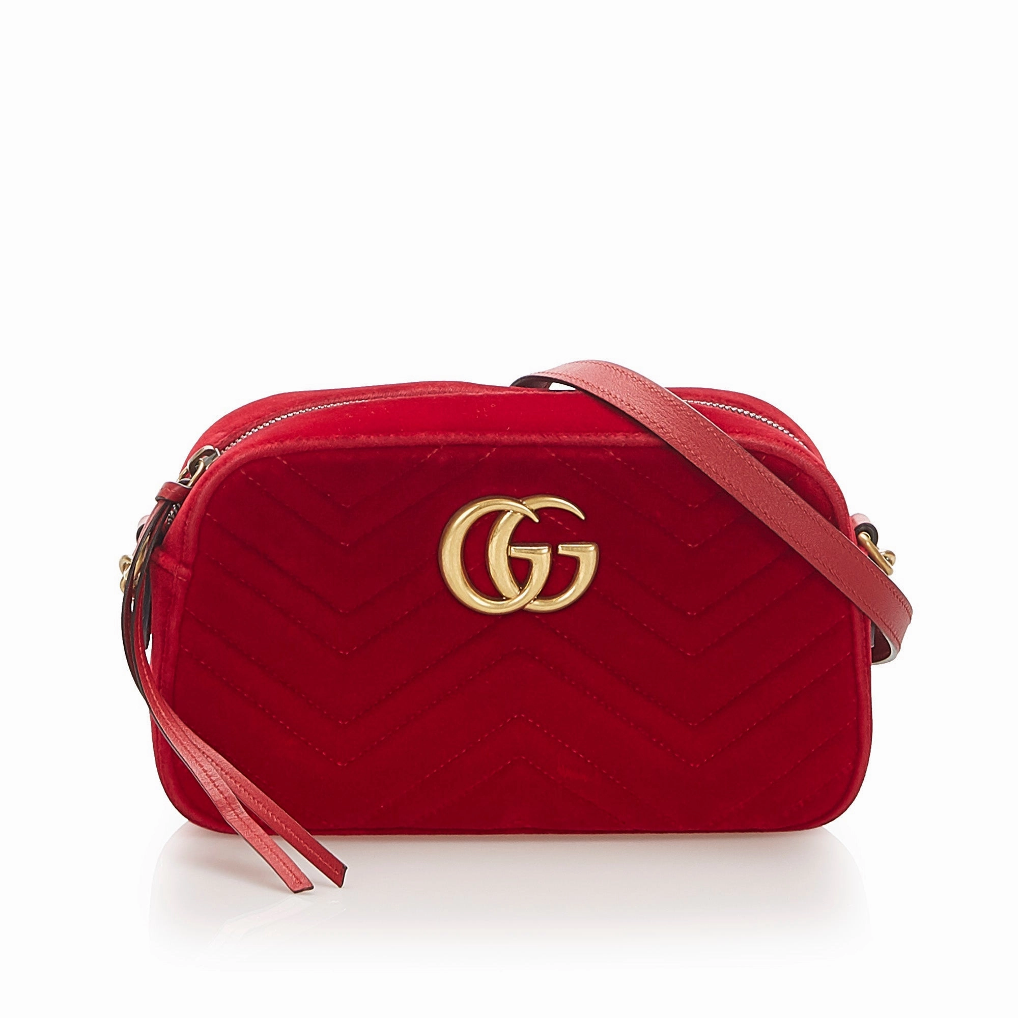GG Marmont Velvet Crossbody Bag Red