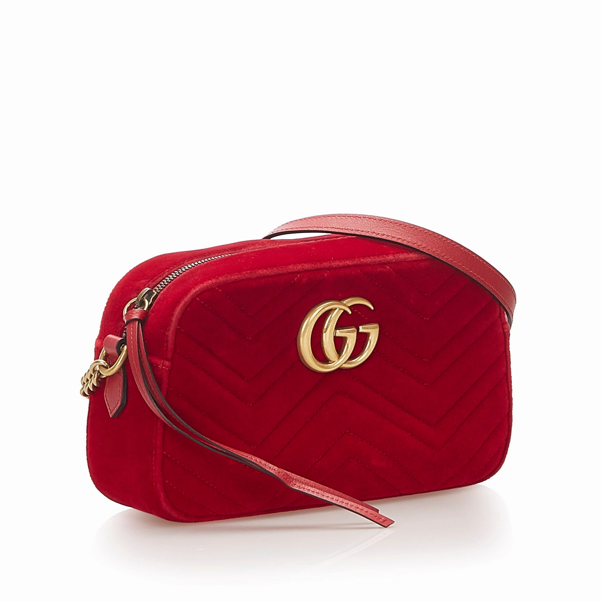 GG Marmont Velvet Crossbody Bag Red
