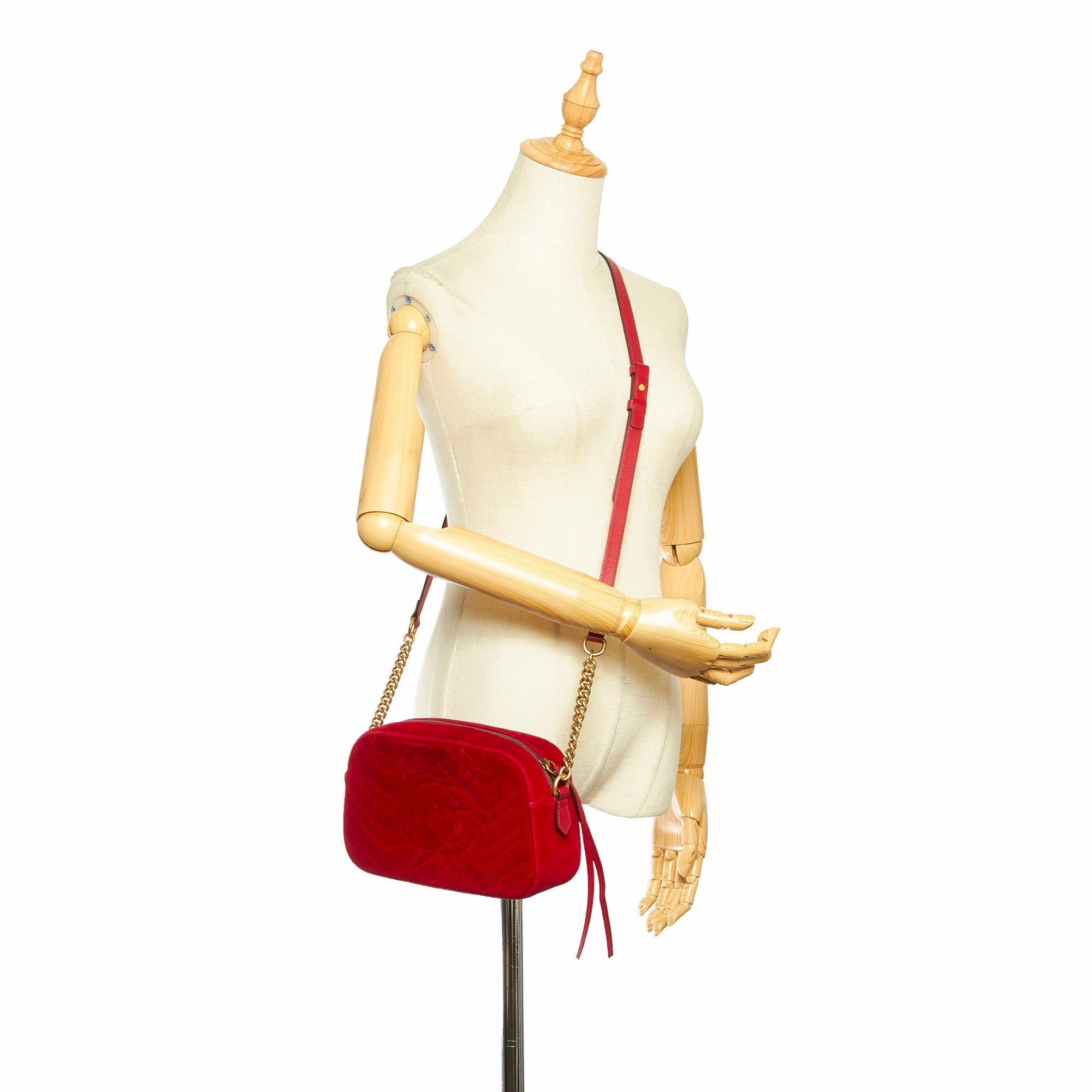 GG Marmont Velvet Crossbody Bag Red
