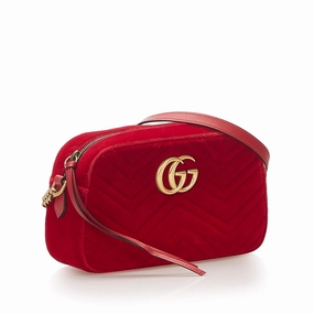 GG Marmont Velvet Crossbody Bag Red