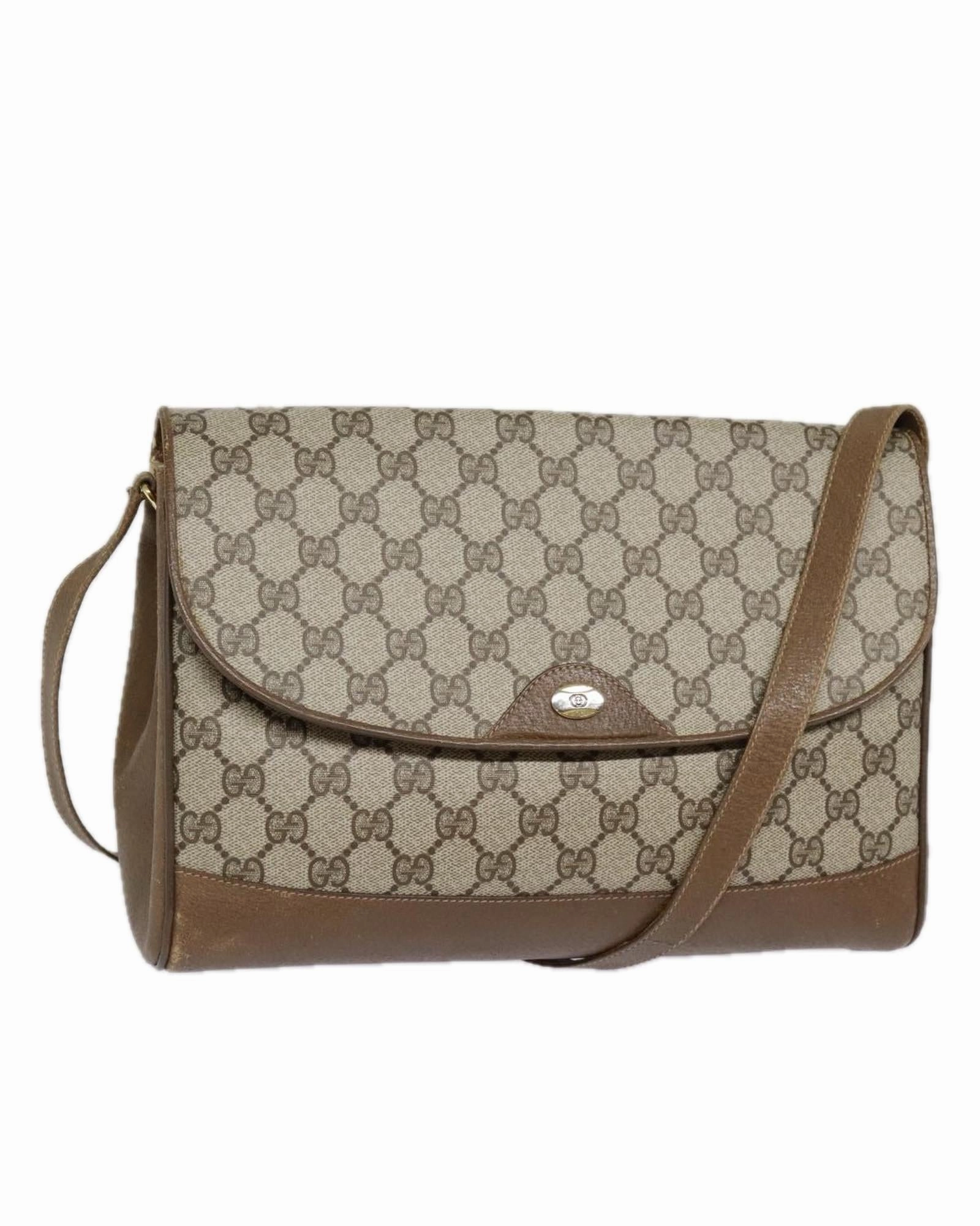 GG Supreme PVC Leather Shoulder Bag with Gold Accents
