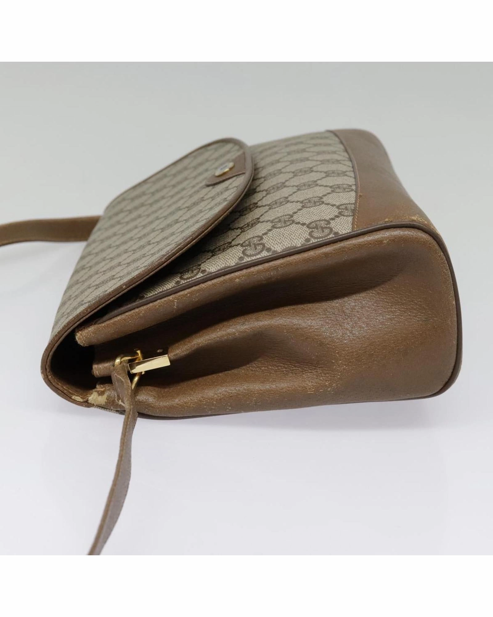 GG Supreme PVC Leather Shoulder Bag with Gold Accents