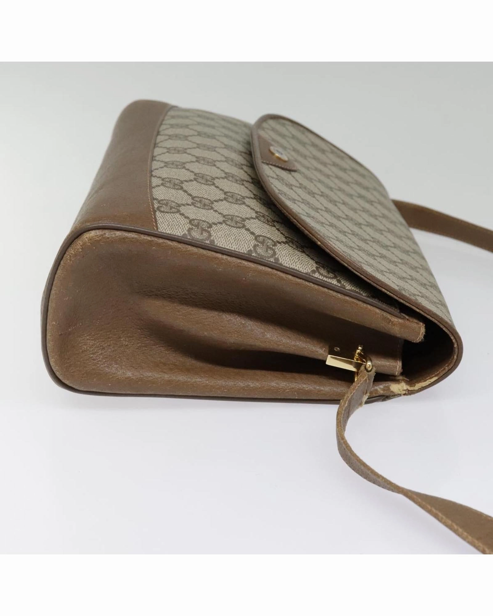 GG Supreme PVC Leather Shoulder Bag with Gold Accents