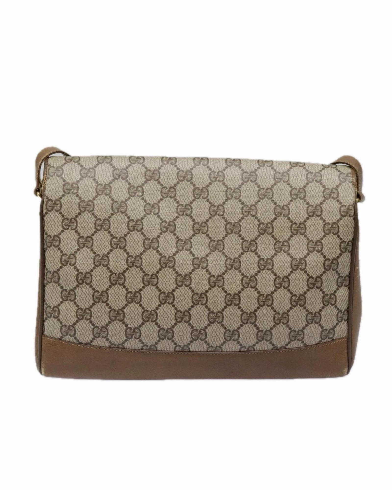 GG Supreme PVC Leather Shoulder Bag with Gold Accents