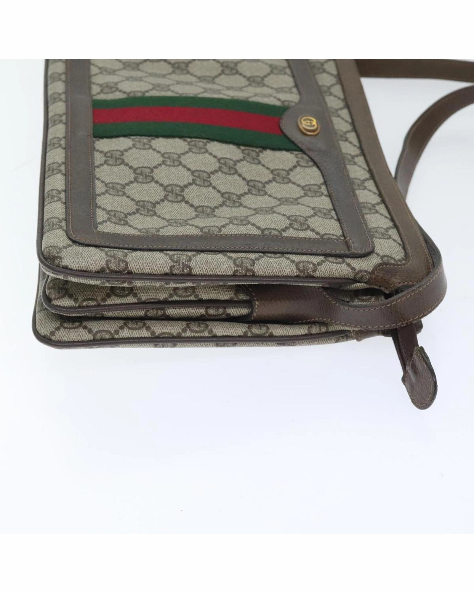 GG Supreme Web Sherry Line Shoulder Bag PVC Beige