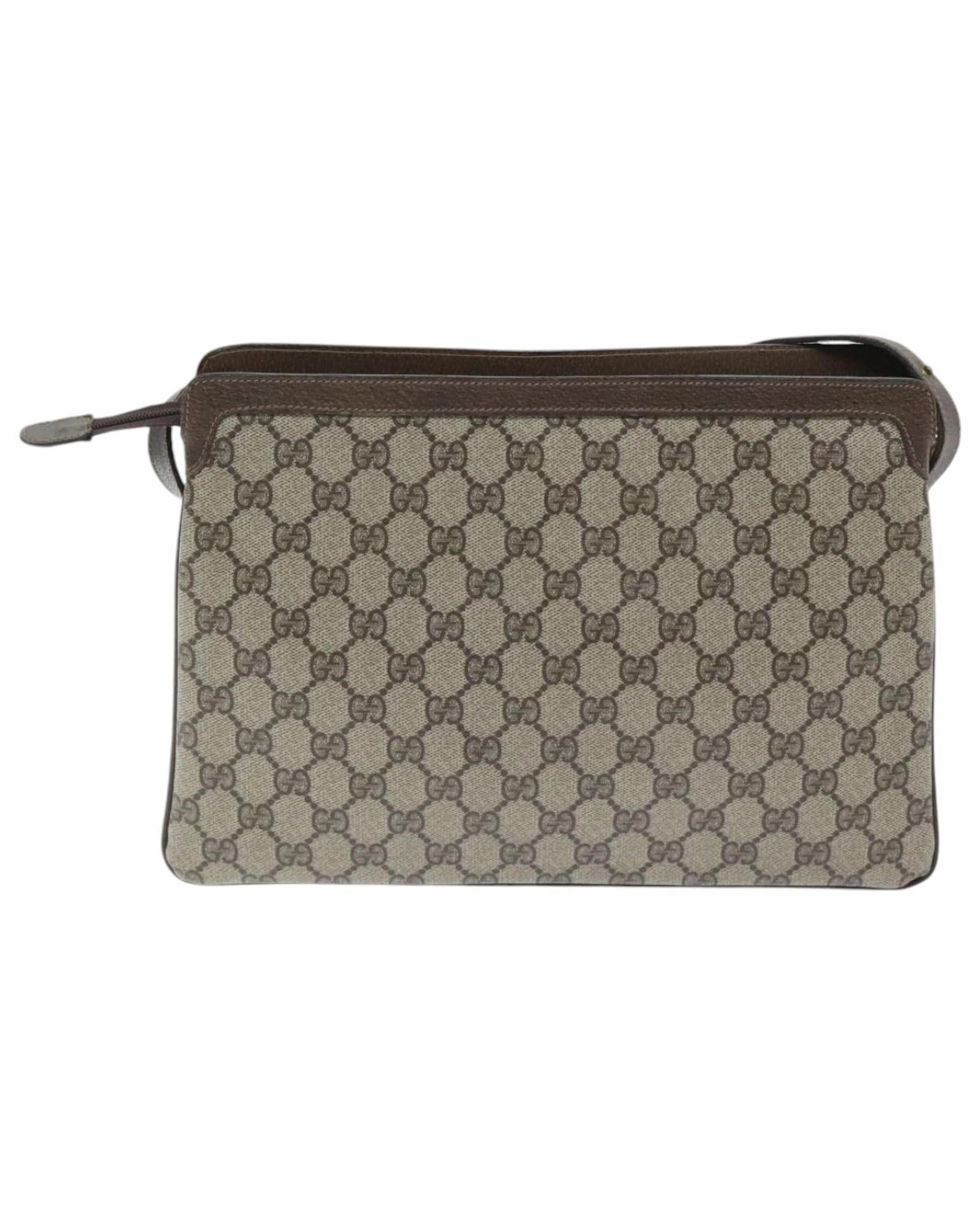 GG Supreme Web Sherry Line Shoulder Bag PVC Beige