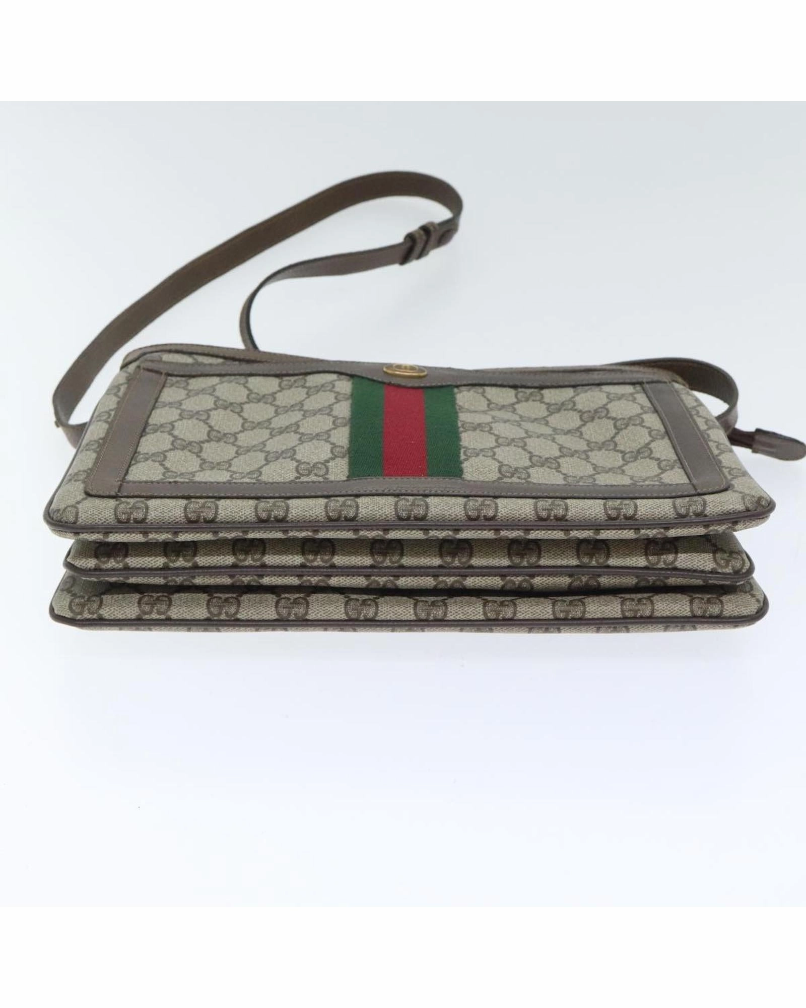 GG Supreme Web Sherry Line Shoulder Bag PVC Beige
