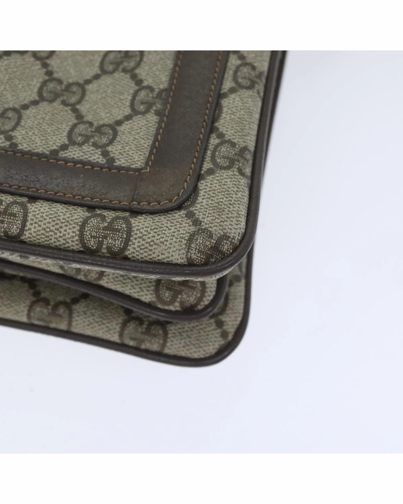 GG Supreme Web Sherry Line Shoulder Bag PVC Beige