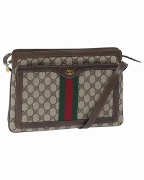 GG Supreme Web Sherry Line Shoulder Bag PVC Beige