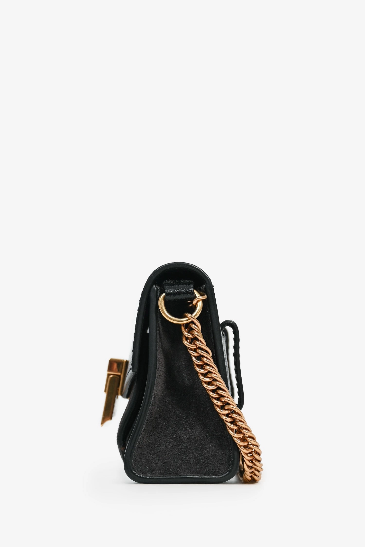 Givenchy Black Leather Grey Suede Nano 'GV3' Bag on Chain