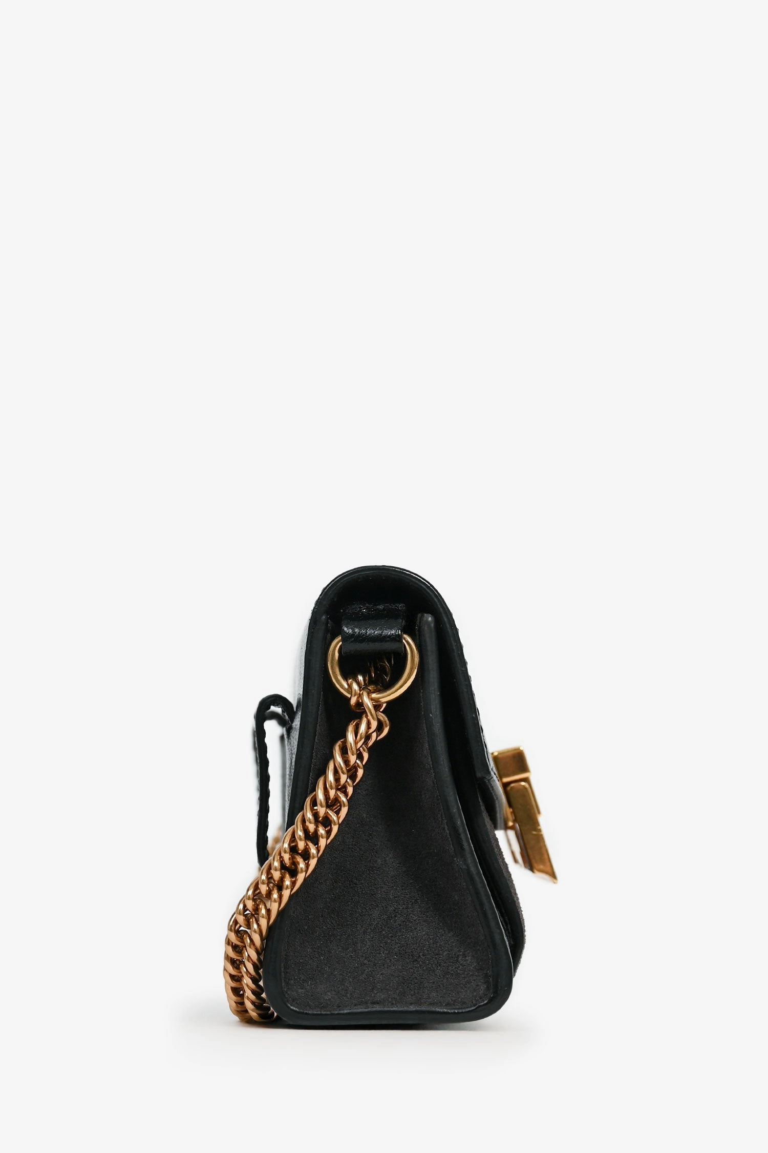 Givenchy Black Leather Grey Suede Nano 'GV3' Bag on Chain