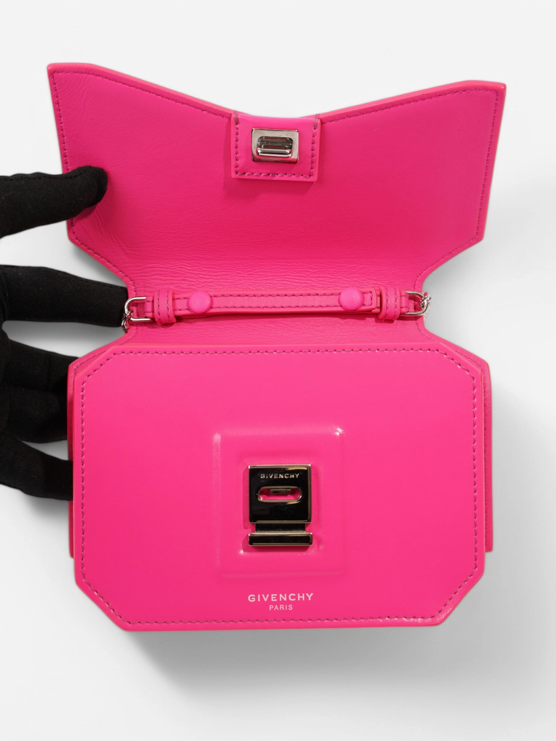 Givenchy Bow Cut Crossbody Neon Pink Leather Mini