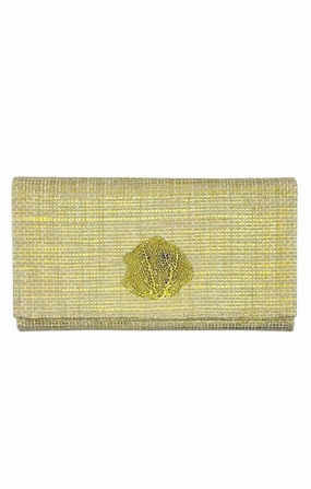 Gold Thibaut Grass Cloth Clutch