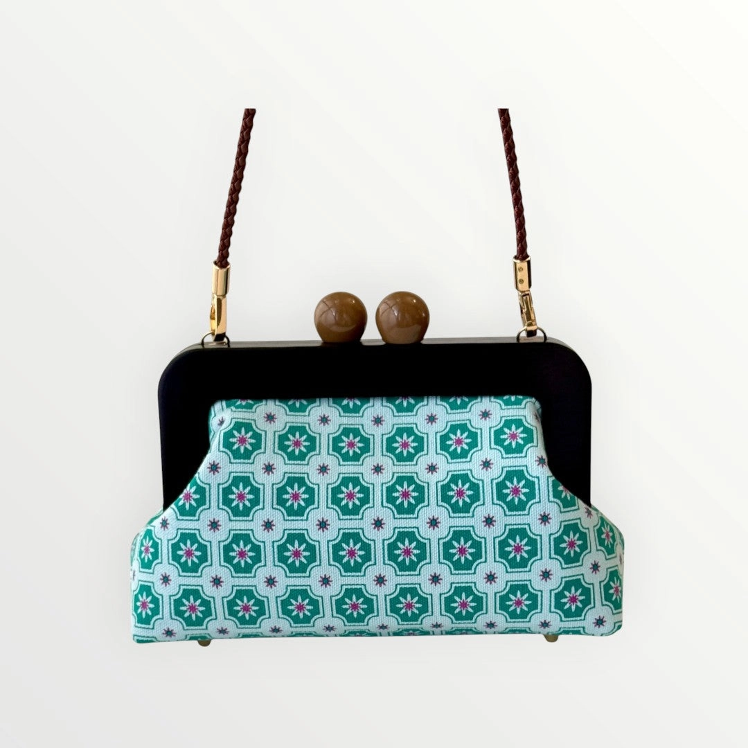 Green Vintage Tiles Mini Kiss-Lock Bag